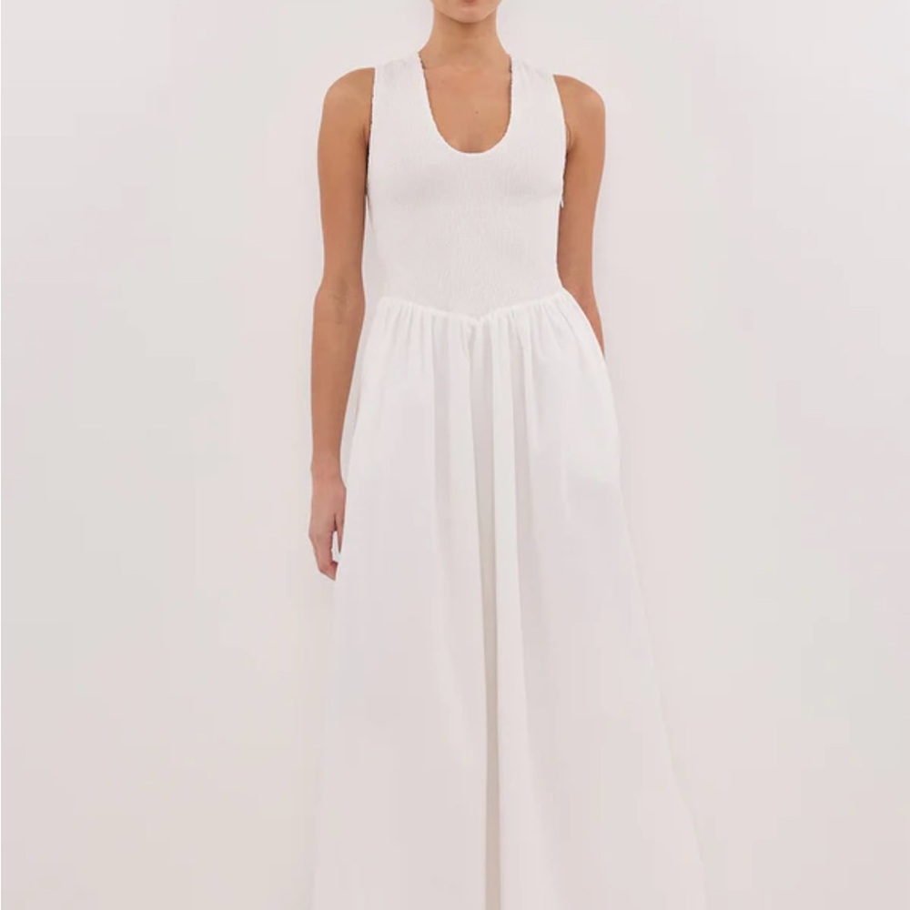 DISSH - FLORENCE WHITE SLEEVELESS COTTON MIDI DRESS